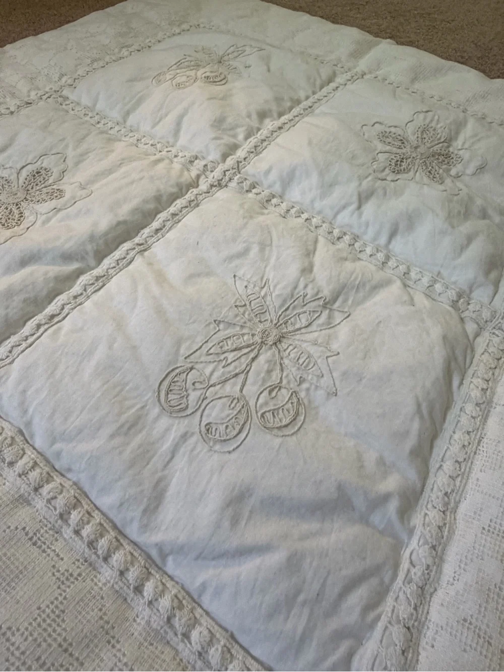 New Anthropologie vienne floral cotton embroidered euro sham lace white cover